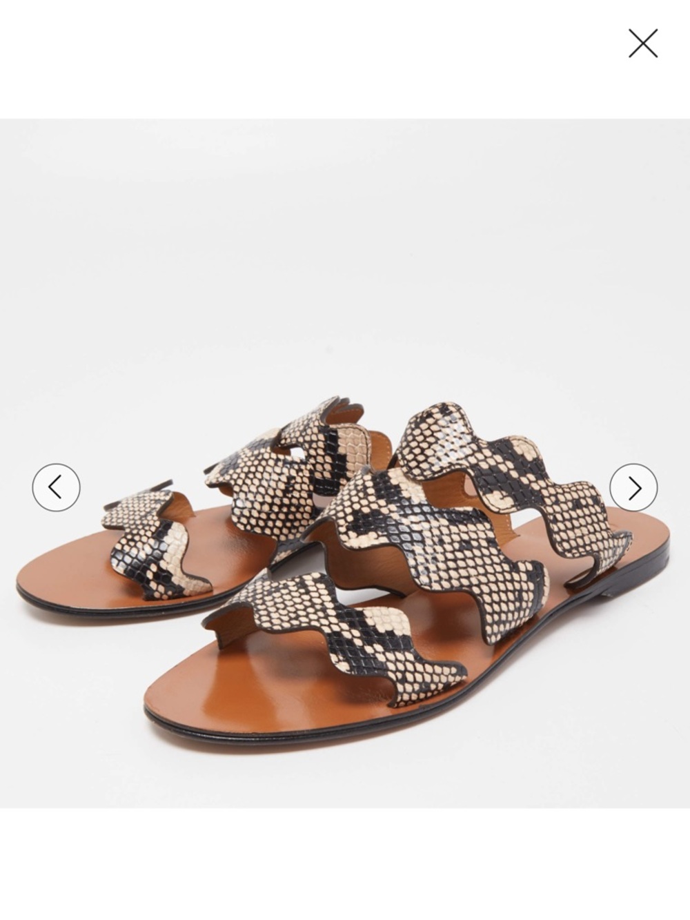 Chloe Two Tone Python Embossed Leather Lauren Strappy Flat Sandals